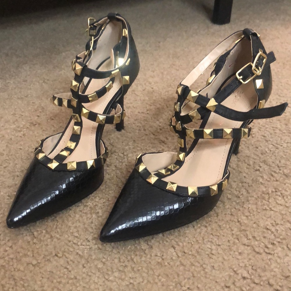 Studded black heals